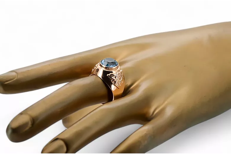 Ring Vintage Aquamarine Štýl Originálny vintage 14K Produkt s Pink Gold VRC078R